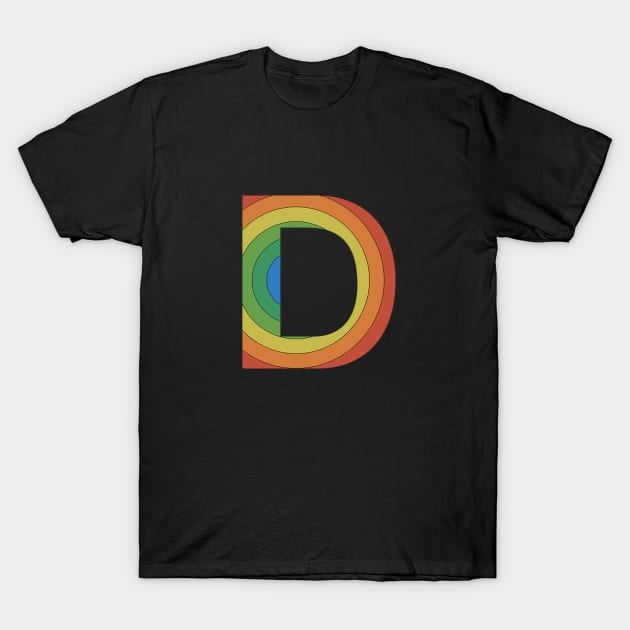 Retro Rainbow 'D' Sticker T-Shirt by marissasiegel